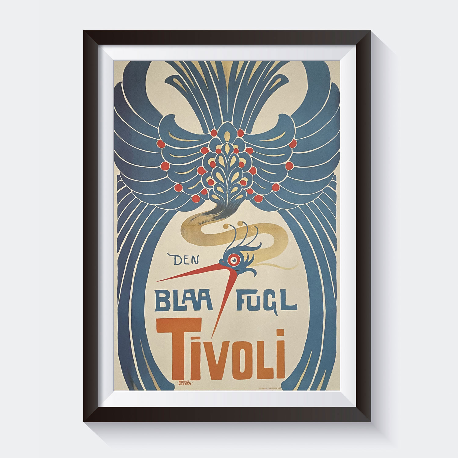 tryllekunstner symbol Notesbog Tivoli Plakat - Blå Fugl af Harald Jordan - Plakater, kort og magneter -  Little Tivoli